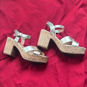 Stylish Gold Platform Sandals gently used